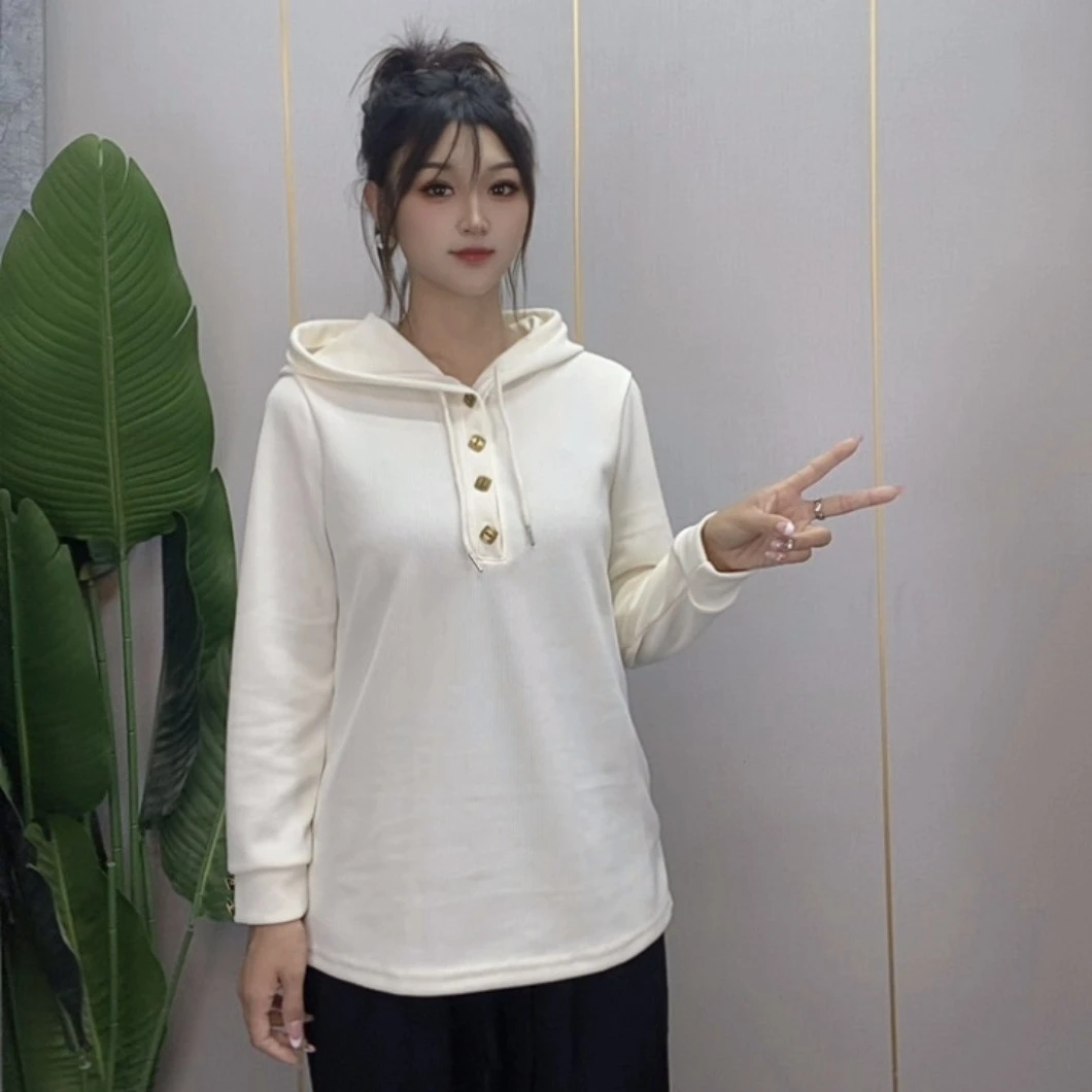 潇潇家～连帽长袖常规款大码圆领显瘦休闲百搭时尚秋冬纯色早秋