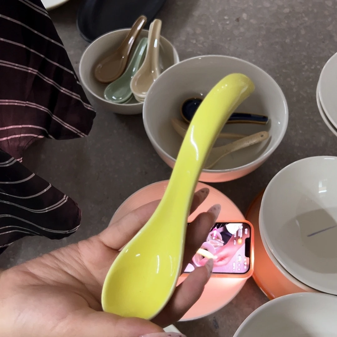 新骨瓷123微瑕柠檬黄7寸7寸勺子