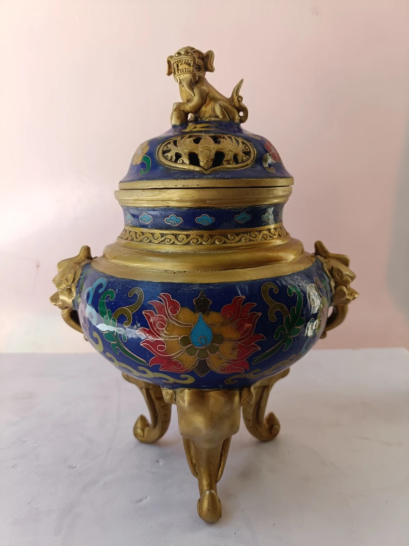 铜器，景泰蓝三足炉