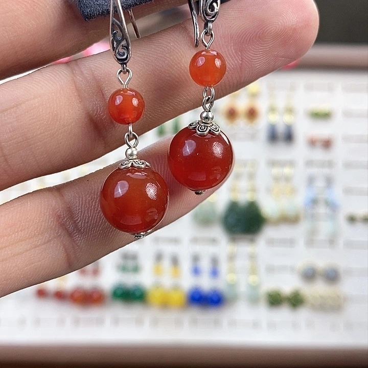 玛瑙手饰银S925镶嵌红玛瑙