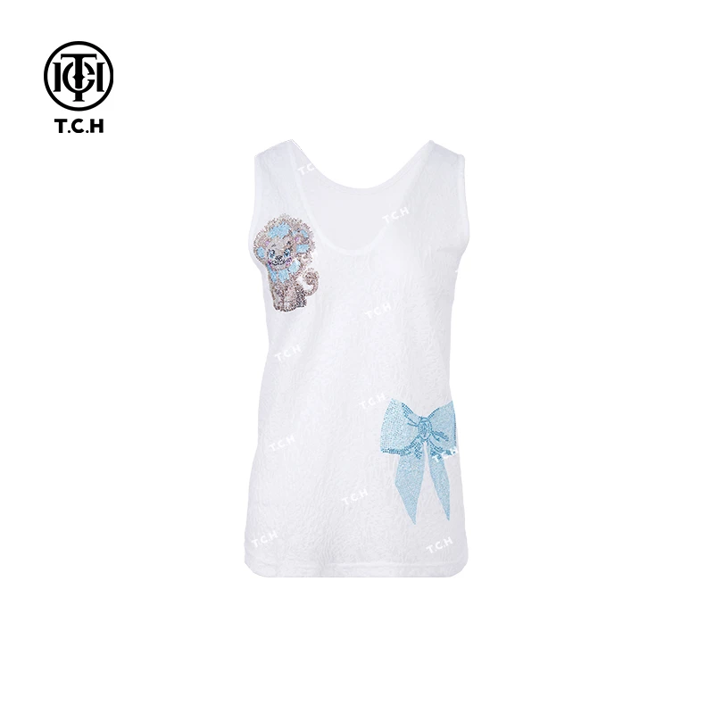 下架-TCH现货私服烫钻工艺时尚舒适通勤打底背心女T75A03E5009
