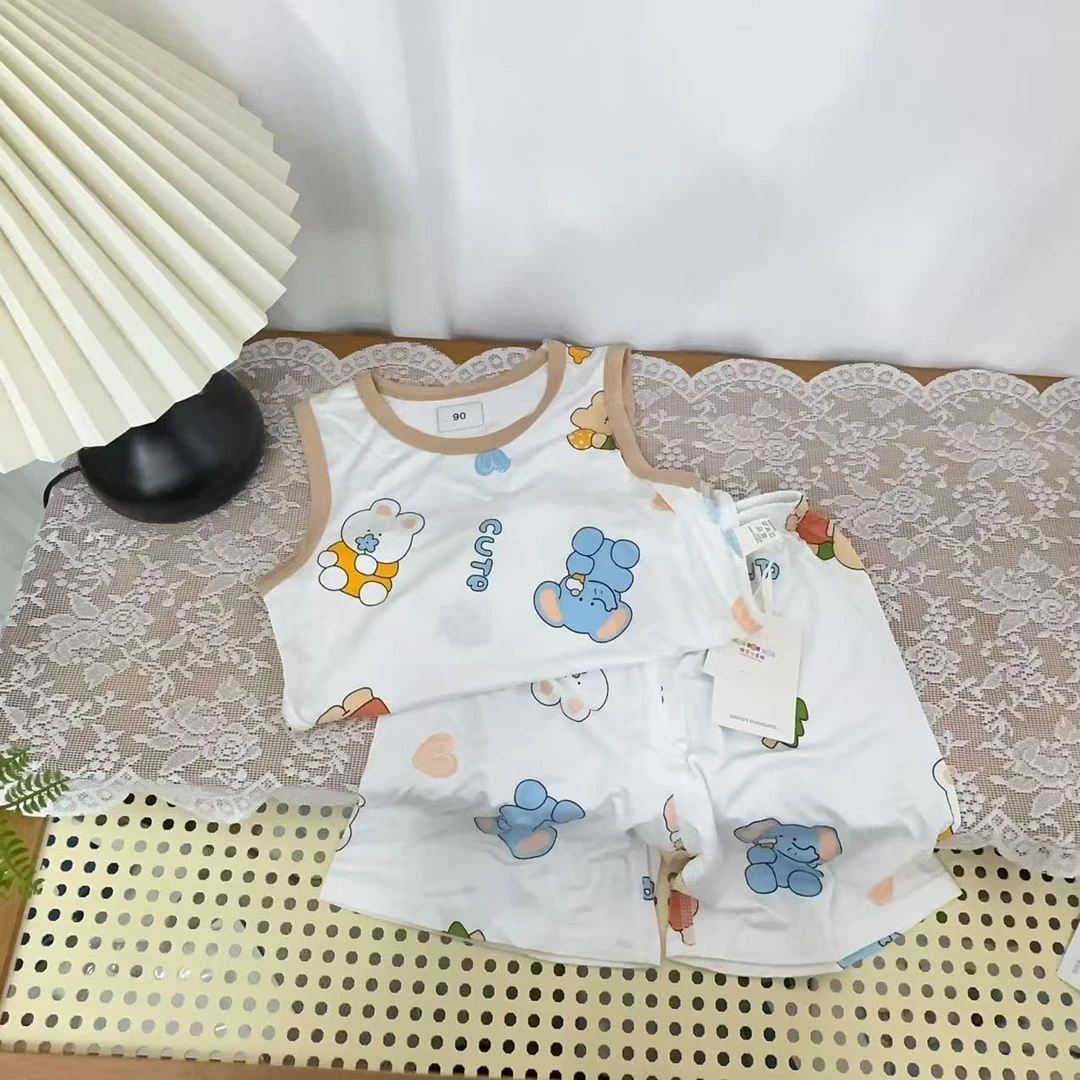 夏季新款莫代尔满印宝宝背心套（90-120）