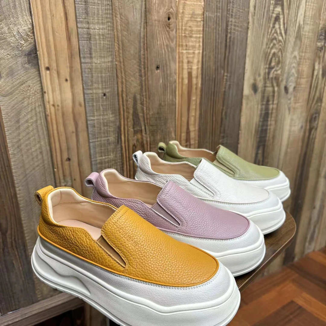 头层牛皮休闲鞋2025春夏敲轻敲软复古厚底百搭舒适英伦平底新颖时