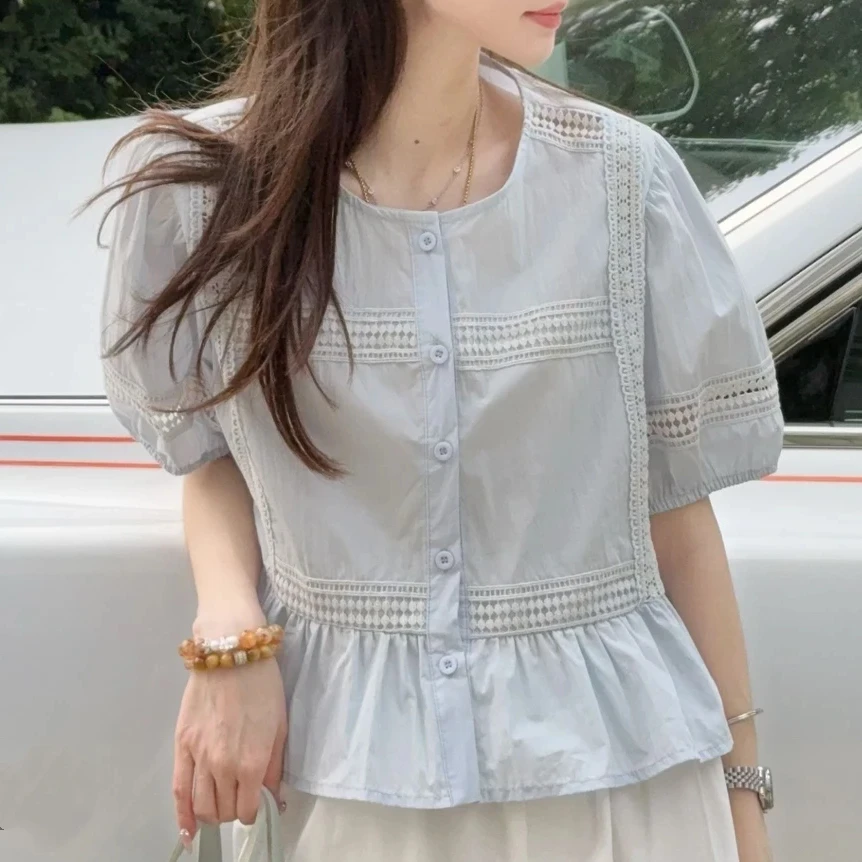 【情人雅致】夏季修身气质设计感短袖上衣