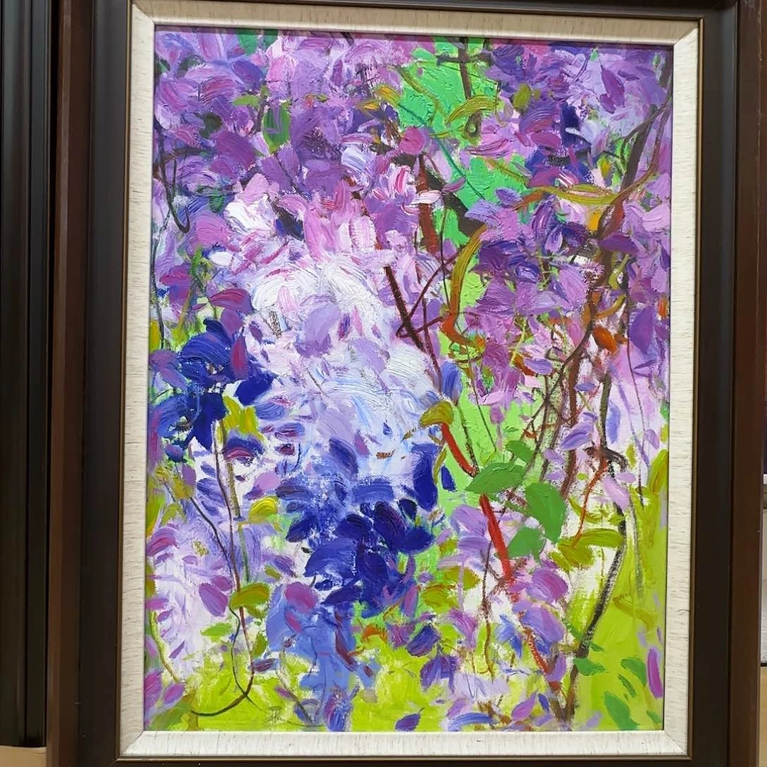 油画藤花尺寸60+80cm