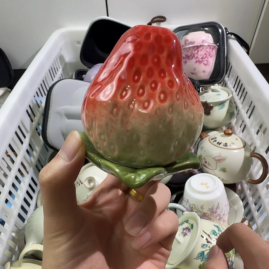 瓷片陶瓷草莓茶叶罐