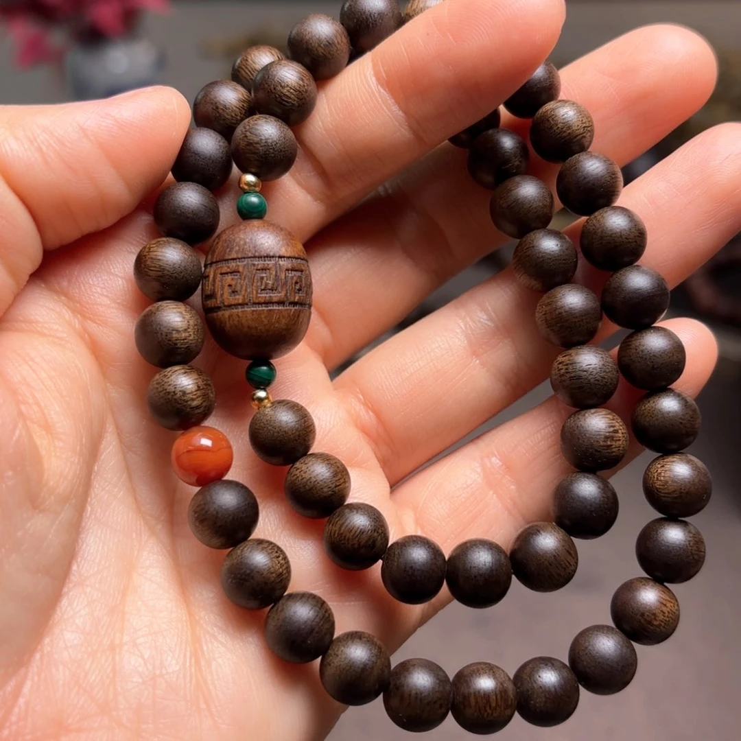 沉香手串越南芽庄紫棋0.8设计➕富森红土沉香木雕设计
