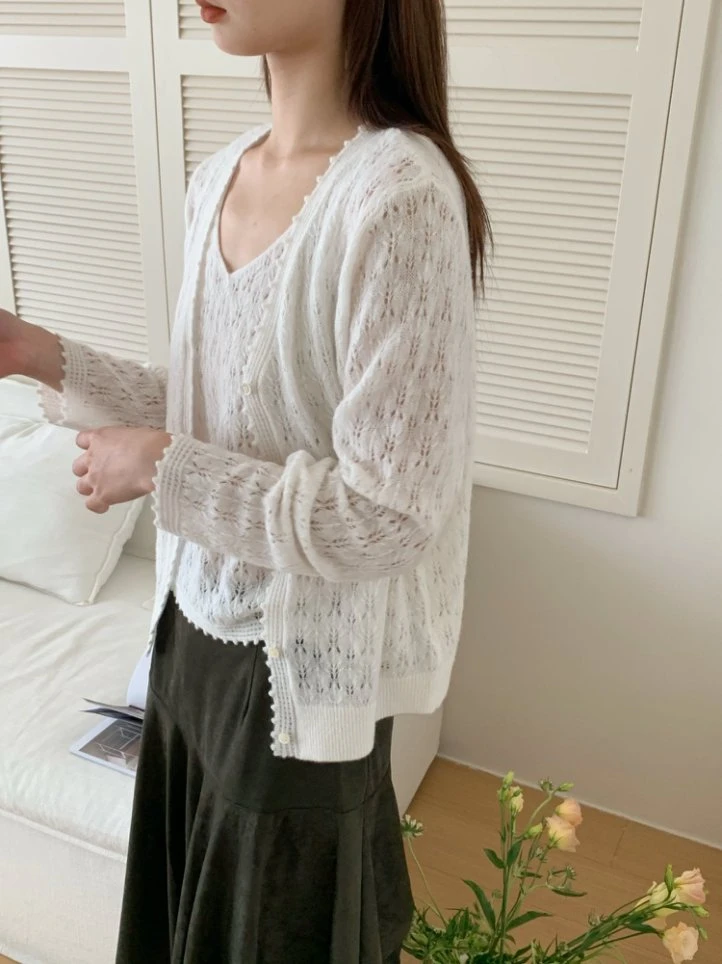【潘潘.698893】秋冬新款金线羊驼毛山羊绒法式领口两件套针织衫