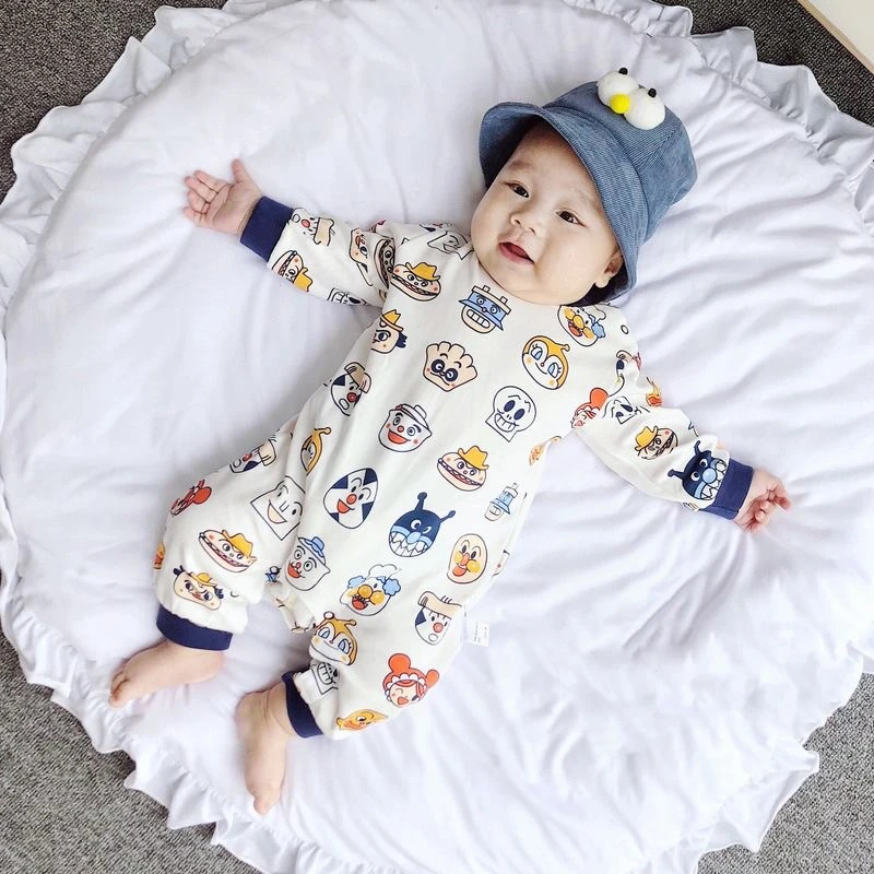 纯棉男童女童四季面包超人可爱连体衣