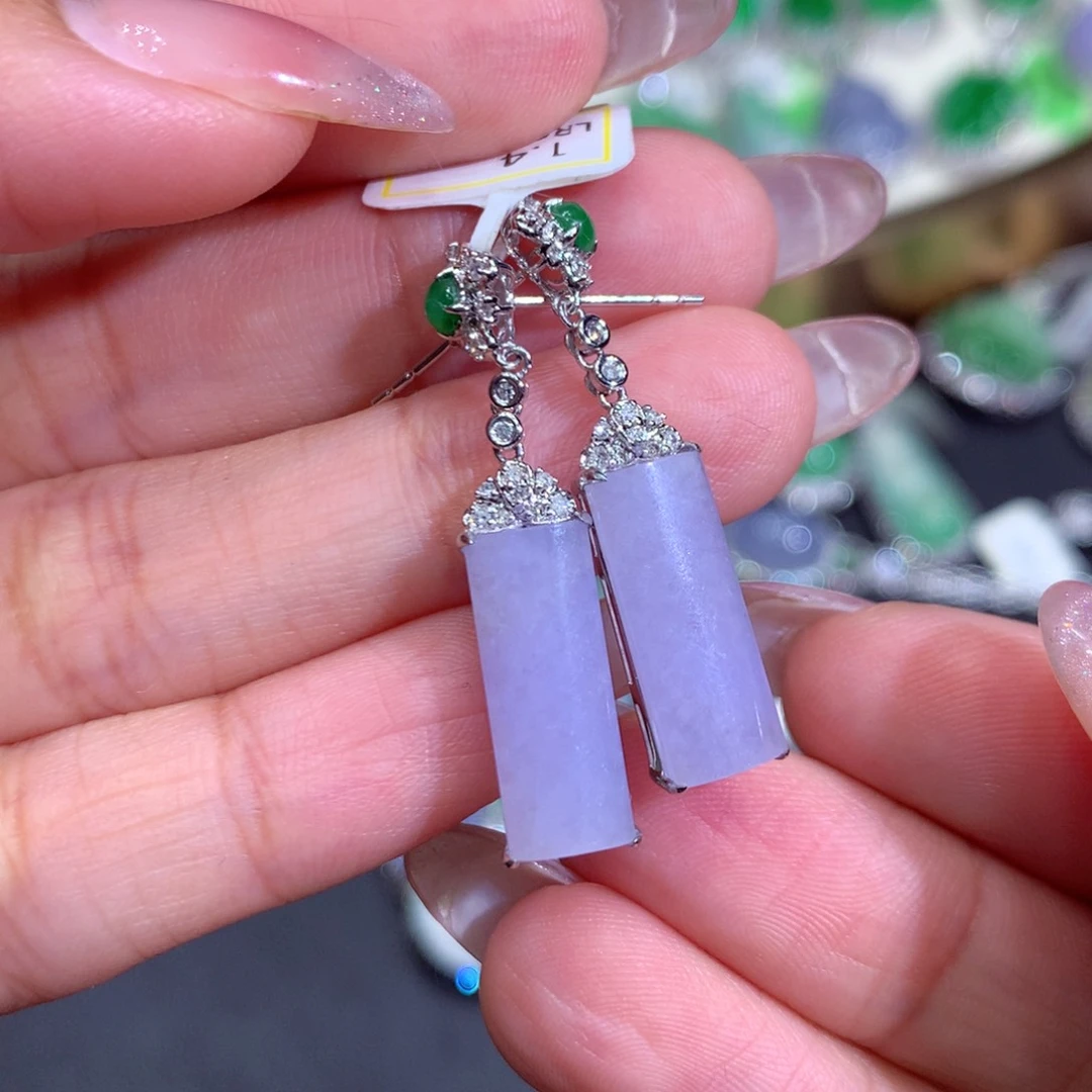 翡翠耳饰18K金镶嵌翡翠