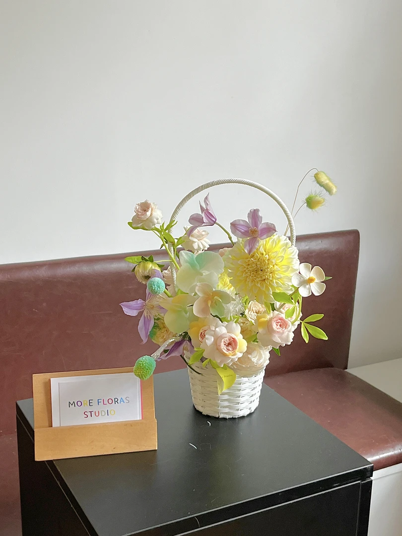 教师节新品 白色手提防藤花篮