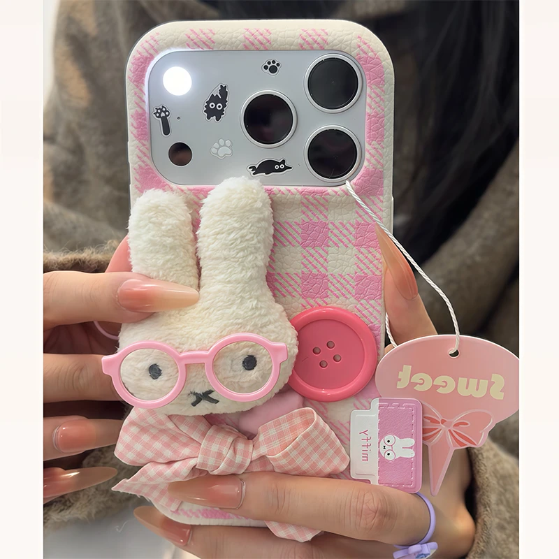 粉色格纹适用VIVOX300PRO手机壳X200PRO/X100S/S30/S19大孔仿皮纹