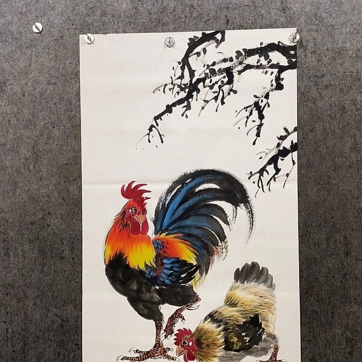 国画张松平国画大公鸡138:69厘米