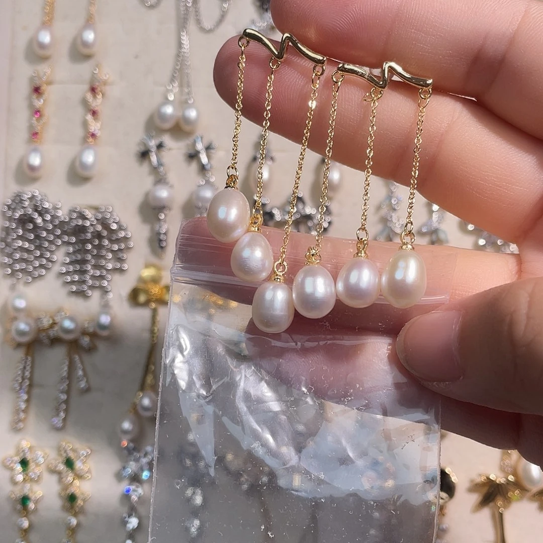 合金淡水珍珠耳饰