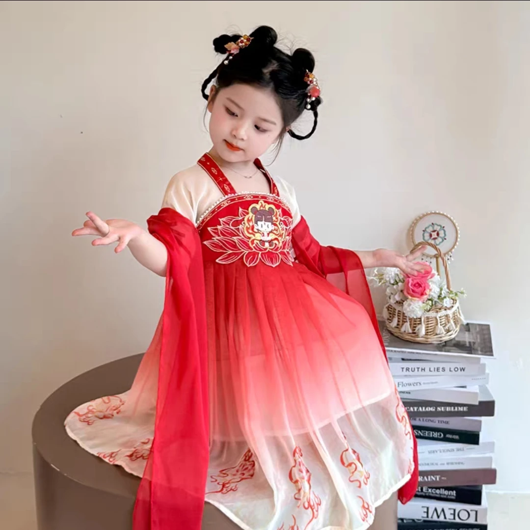 女童汉服连衣裙夏装洋气宝宝周岁礼儿童国风公主裙