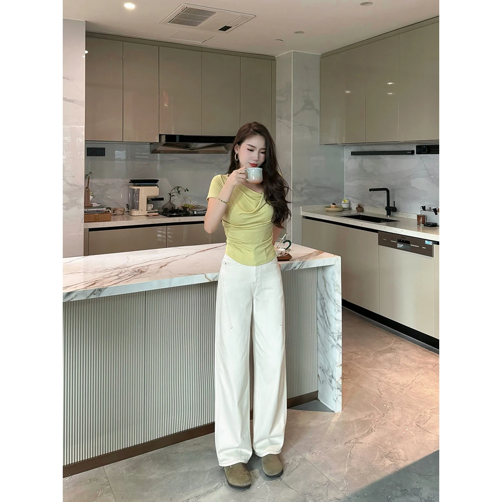 missrococo/洛可可小姐2025秋冬薄款牛仔裤窄版弯刀裤显瘦显腿长