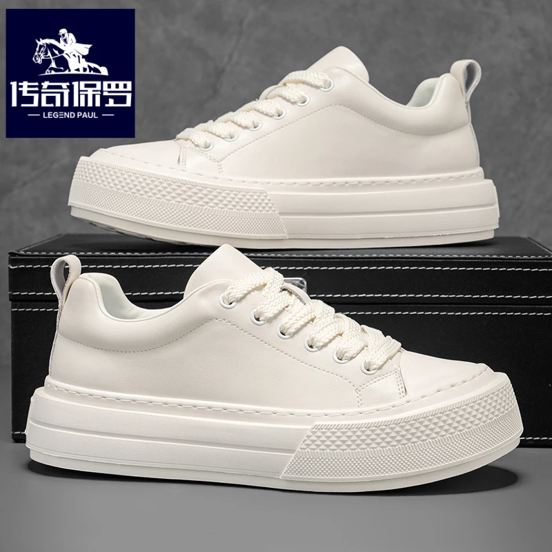 传奇保罗正版男鞋冬季皮面防水运动滑板鞋中学生韩版休闲小白潮鞋