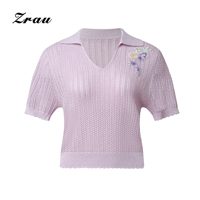 【达人专属】ZRAU夏季新款气质时尚短袖针织衫Z1251M0021