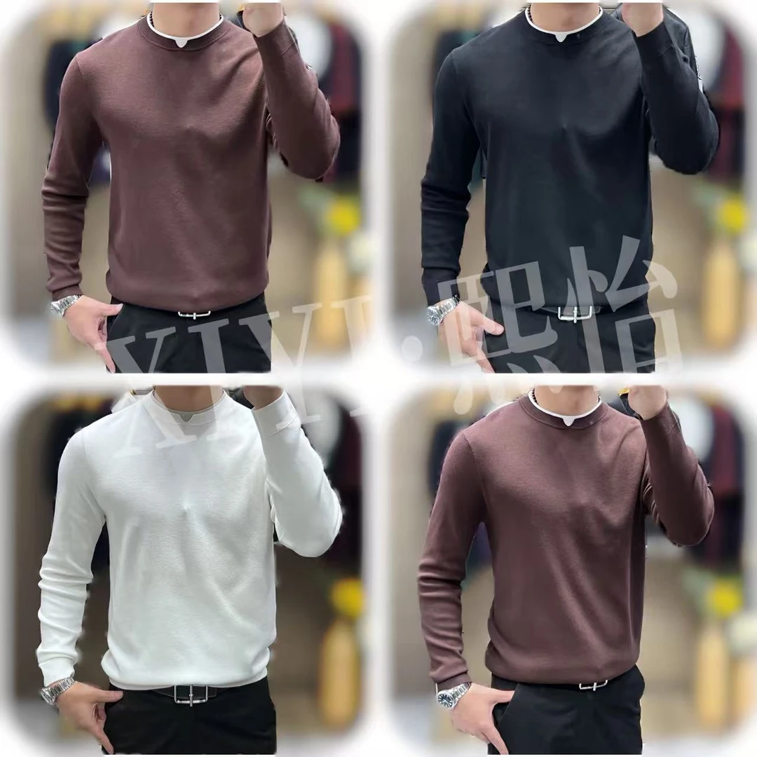 【XI.YI/熙怡】秋冬男士时尚撞色百搭简约圆领打底针织衫85060