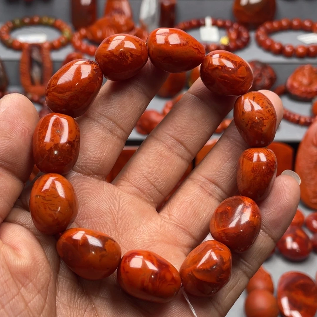 南红玛瑙未镶嵌珠宝奇石单圈