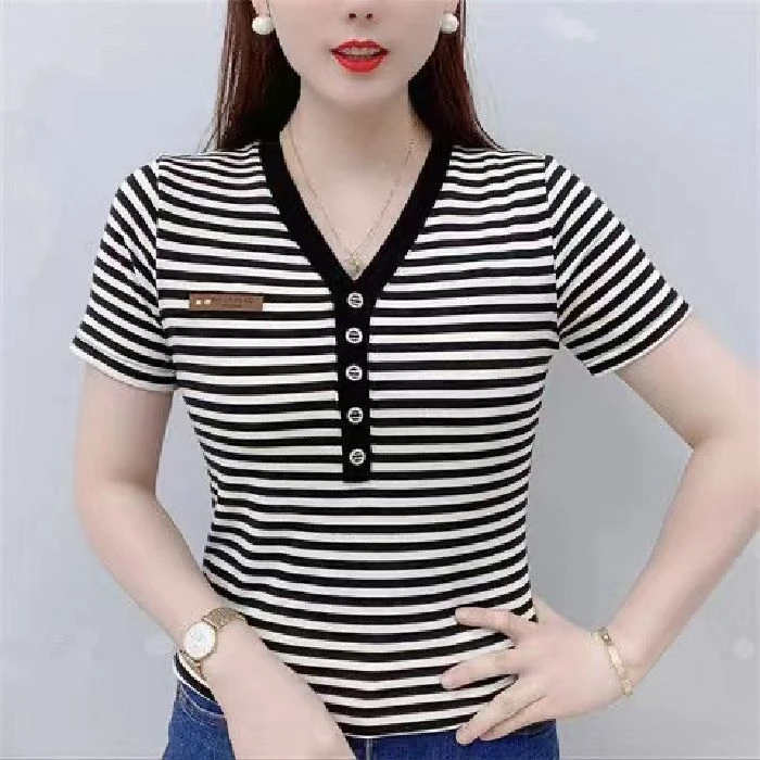 夏季大码宽松妈妈气质短袖T恤女2025新款遮肚显瘦百搭上衣打底衫