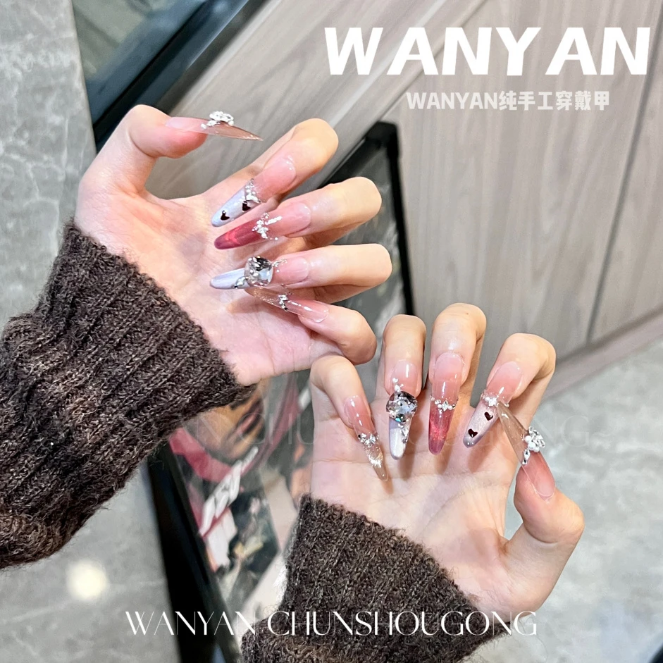 “情人”CHUN·新款爆闪巴胺猫眼手绘爱心高质量精品K9手工穿戴甲