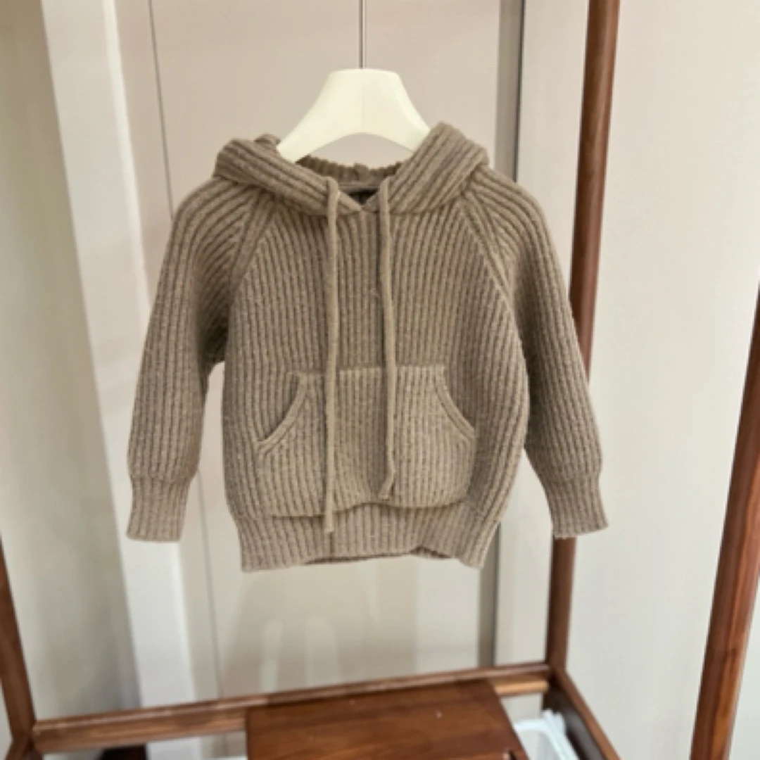 【编号Q532】Y244073601-08-儿童休闲连帽毛衣岩石灰-YEW