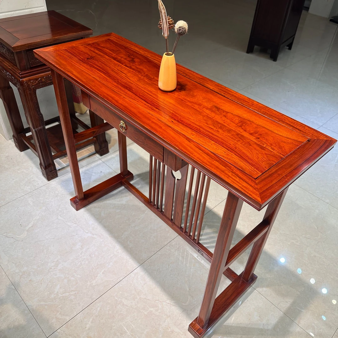 大果紫檀简约抽屉条案110*39*86