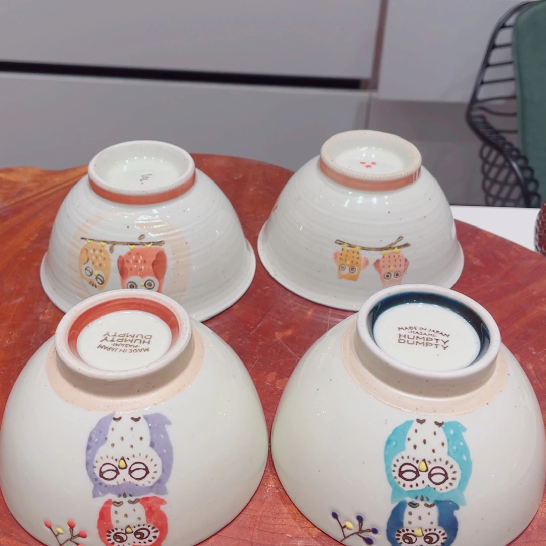 瓷片猫头鹰小碗全新