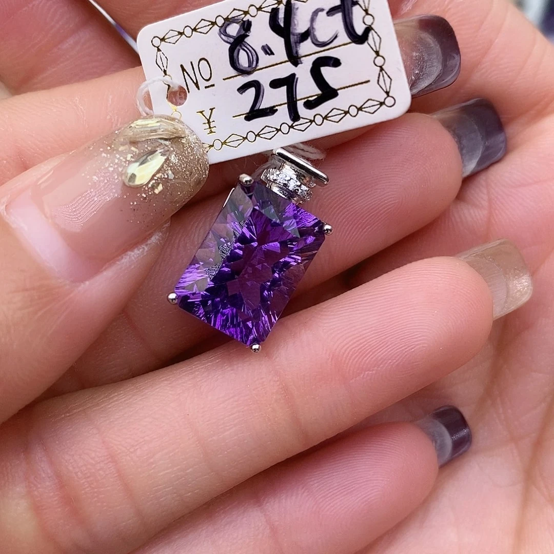 紫晶纯天然无优化紫水晶x银S925镶嵌中****燕