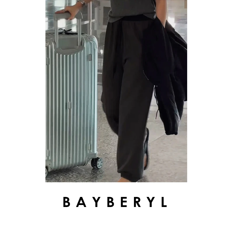 BAYBERYL老贝机场卫裤*拼接松紧束脚百搭秋休闲裤XXK5G1902