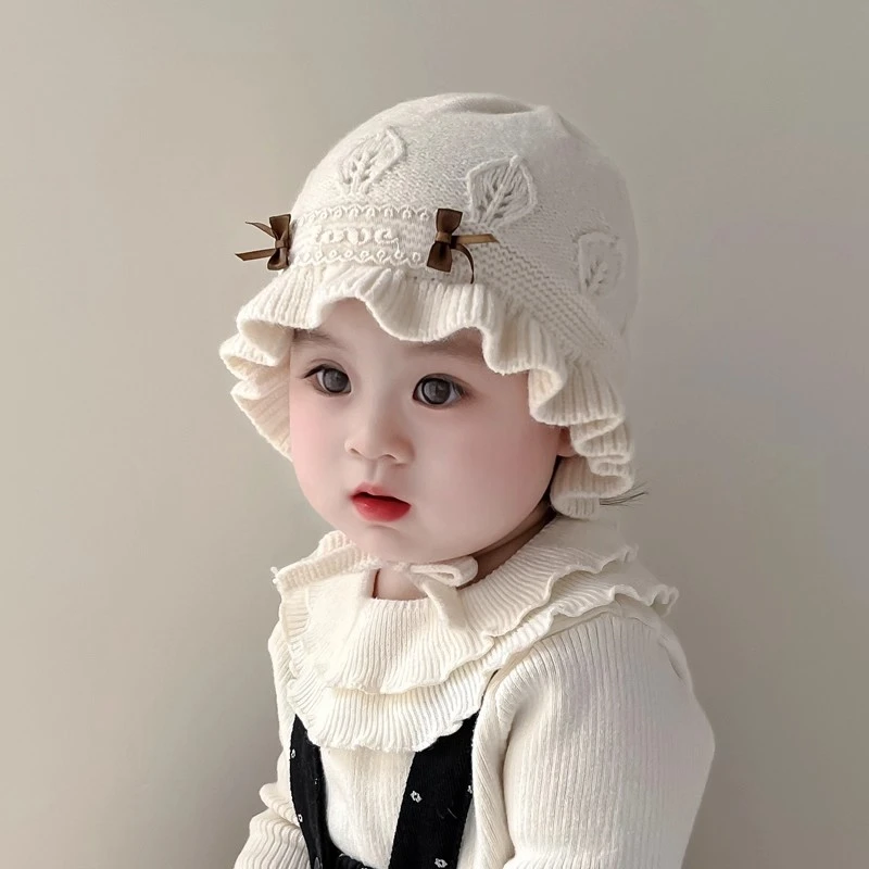 婴儿帽子秋冬季宝宝公主帽婴幼儿加厚保暖针织帽毛线帽护耳帽冬季