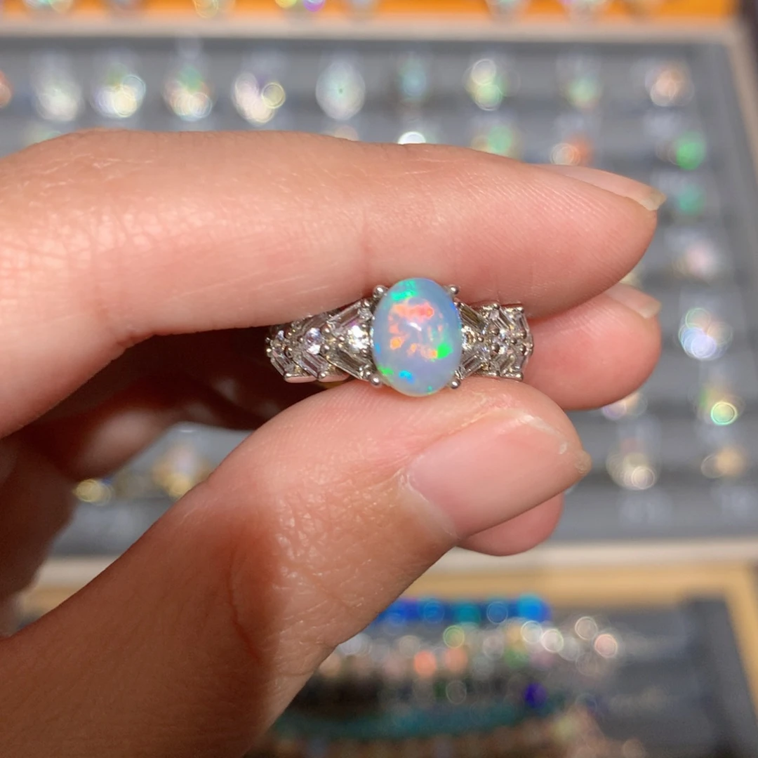 银S925镶嵌欧泊欧泊戒指y