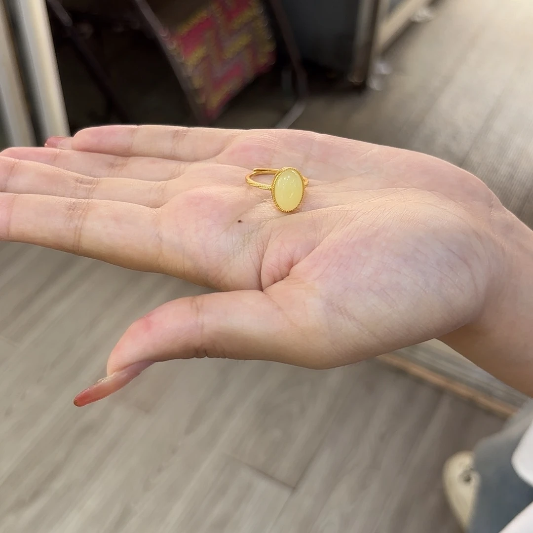 和田玉戒指银S925镶嵌