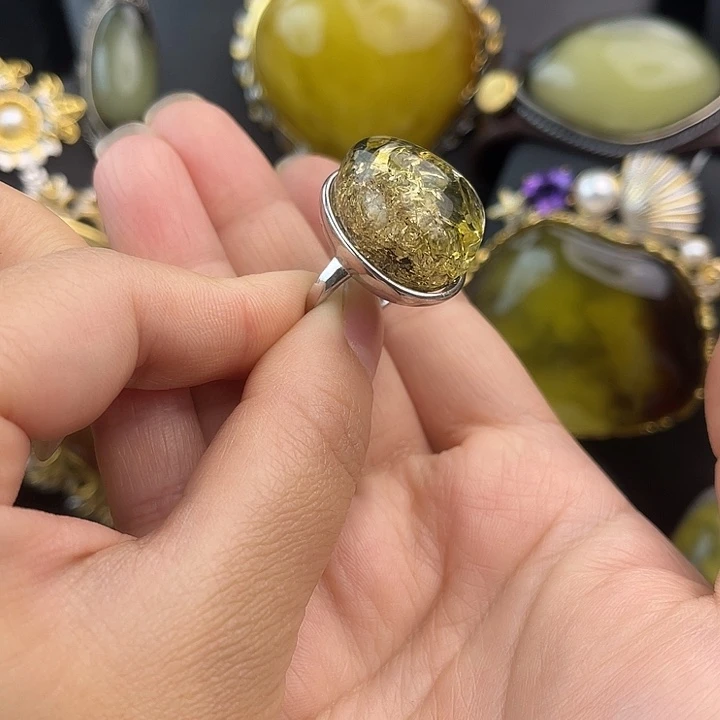 琥珀银S925镶嵌裸石