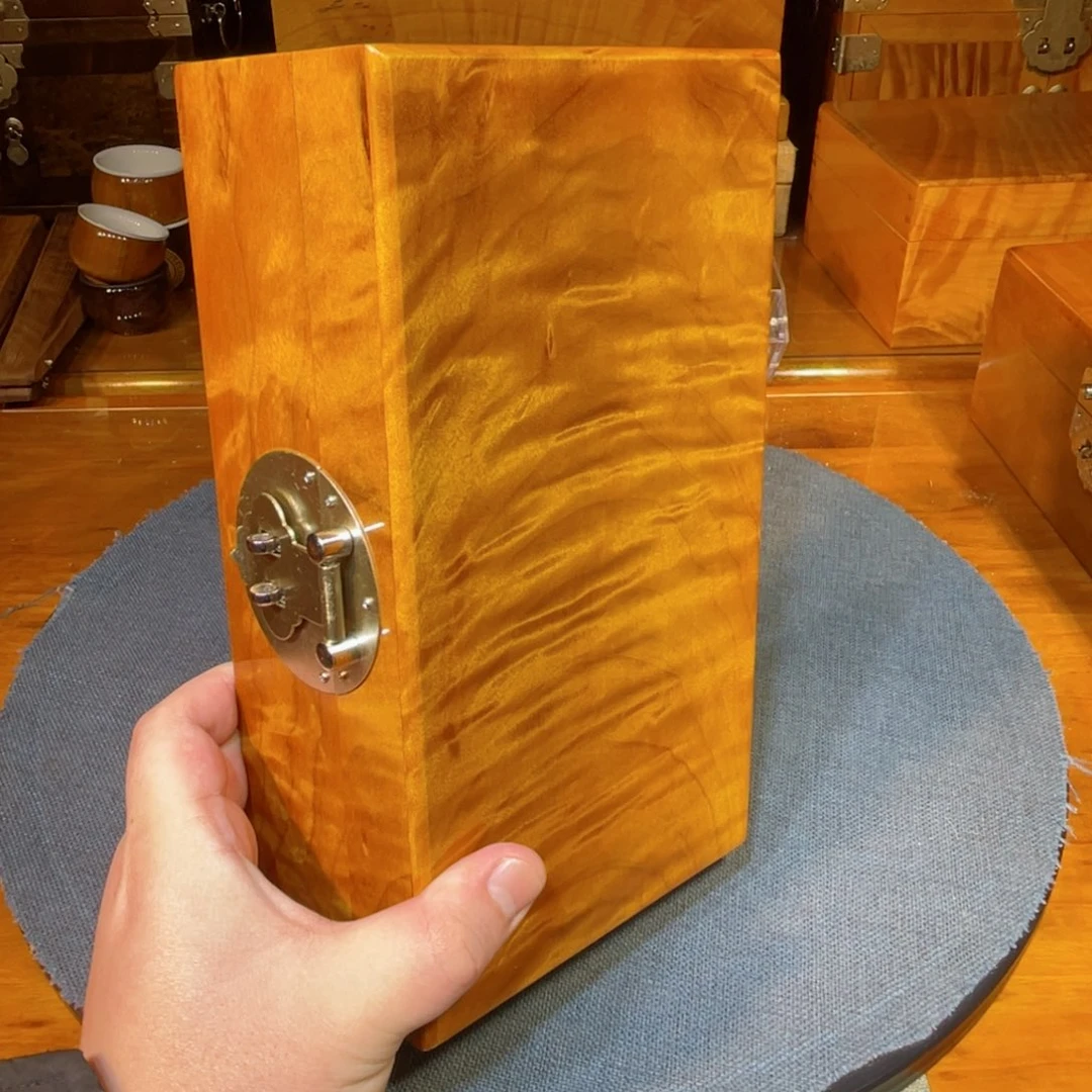 金丝楠23cm金丝楠木小叶桢楠首饰盒满花