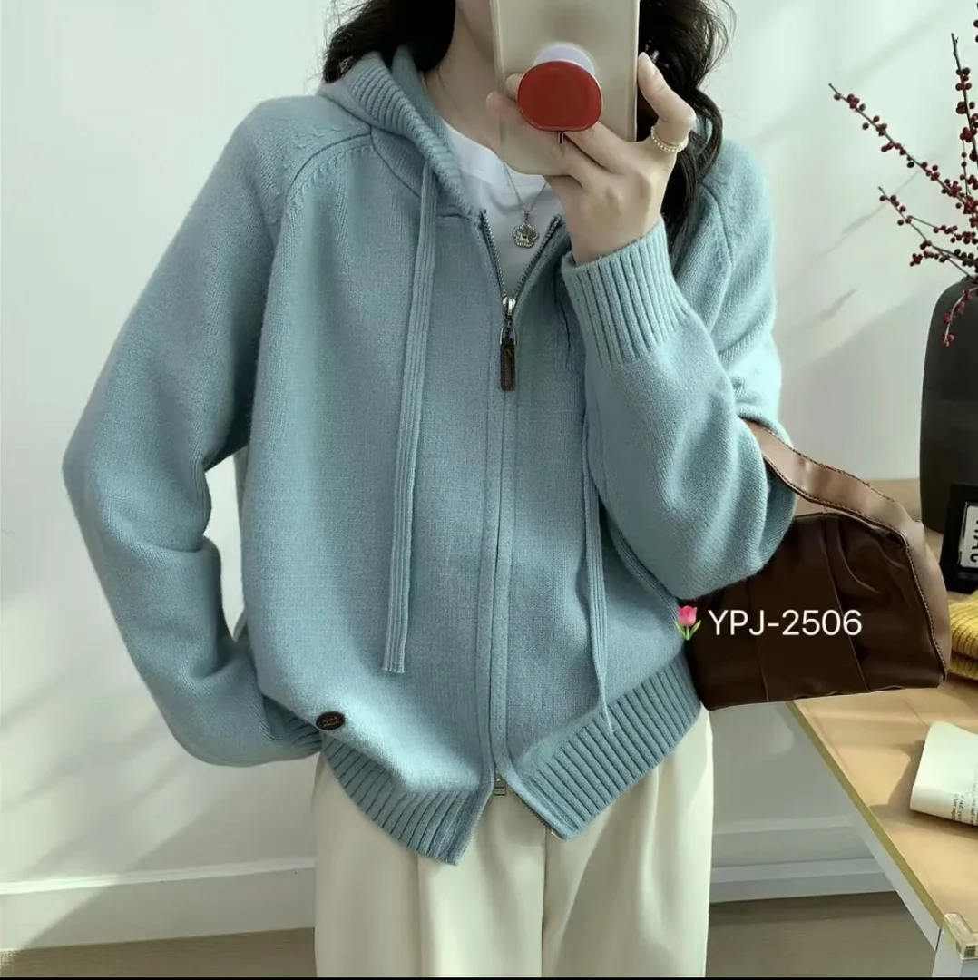 【901-999】连帽双开拉链韩版时尚百搭毛衣针织开衫
