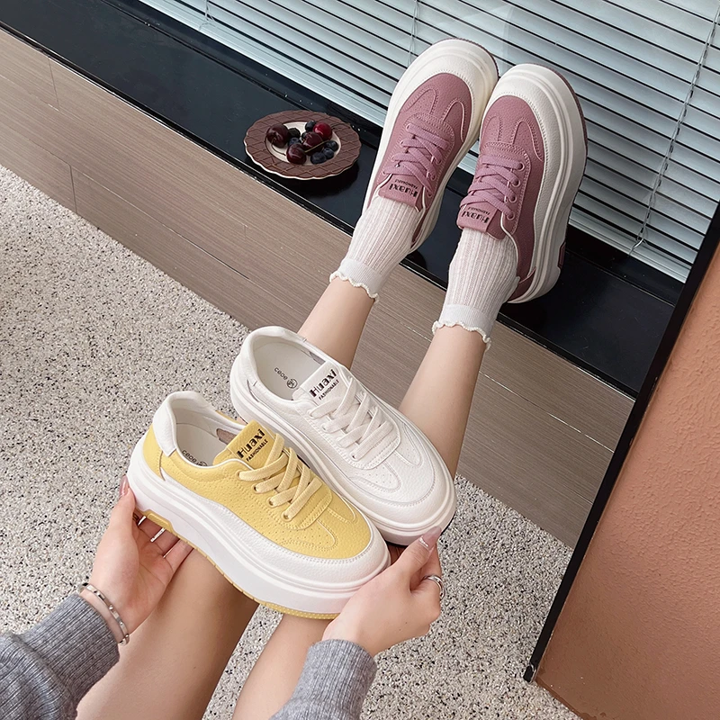 透气小白鞋女ins2025新款爆款春夏季百搭厚底显脚小板鞋软底休闲