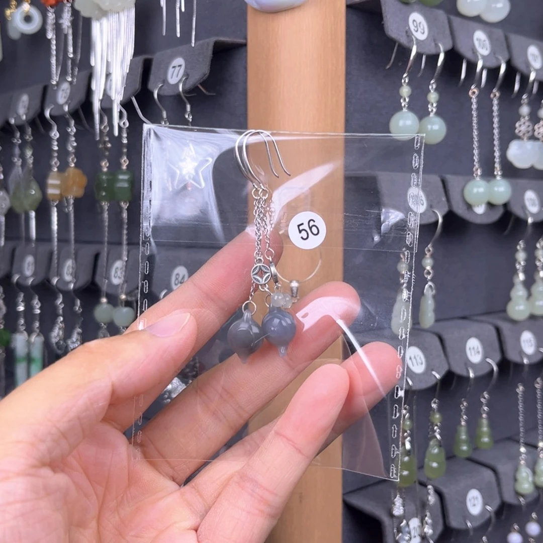 和田玉银S925镶嵌耳饰A*寻