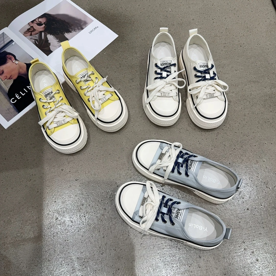 201 夏季新品女网面厚底板鞋软底透气舒适百搭双鞋带休闲鞋