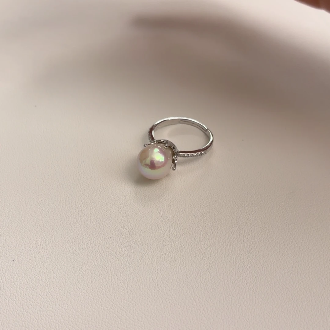 银S925镶嵌戒指淡水珍珠巴洛克不要盲拍