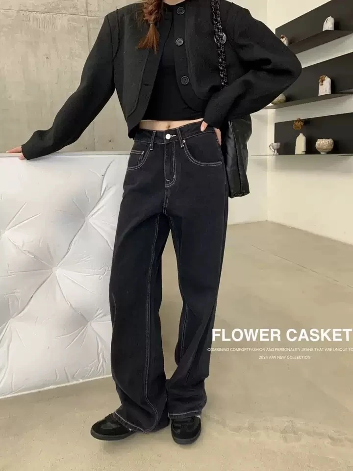 断码捡漏！高定冬款！大牌轻奢感！卷边穿超级好看显瘦的直筒阔腿裤！