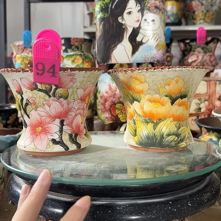满38包邮 景德镇手绘花盆