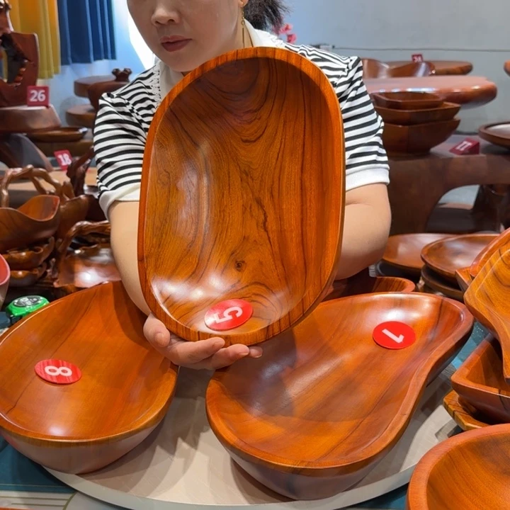 糊***图木香樟实木手工椭圆盘