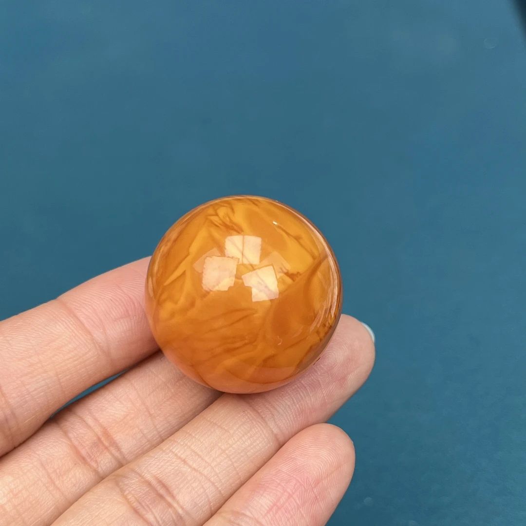 Y4278天然原矿蜜蜡鸡油红圆珠 28mm抖音基地质检发货