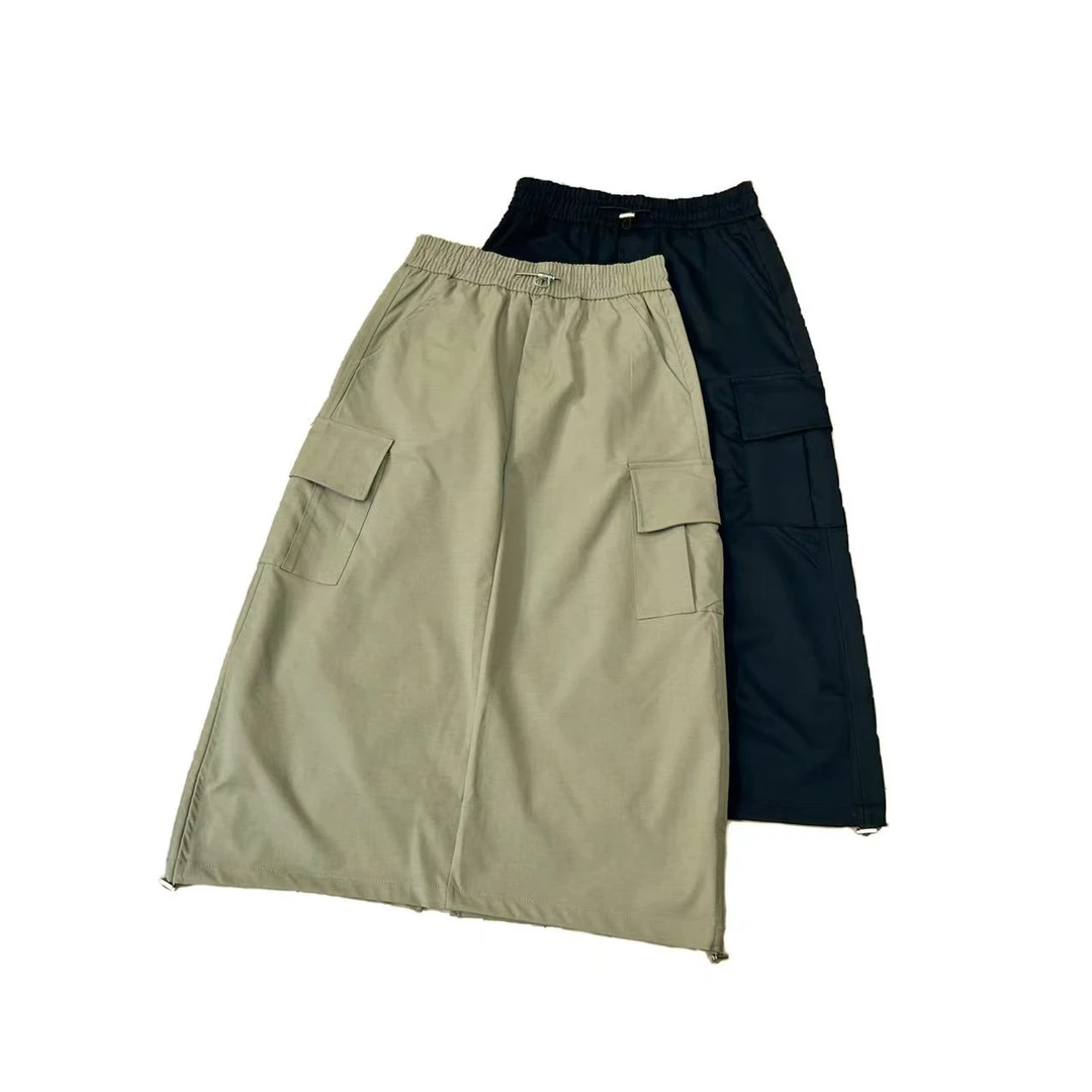 【秀秀新品 】松紧腰抽绳两口袋工装半裙时尚