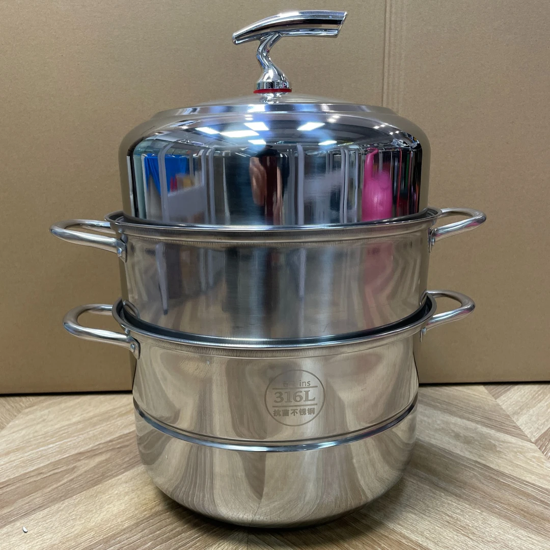 【28cm】新款不锈钢蒸锅家用加高加厚三层食品级一体成型蒸煮锅