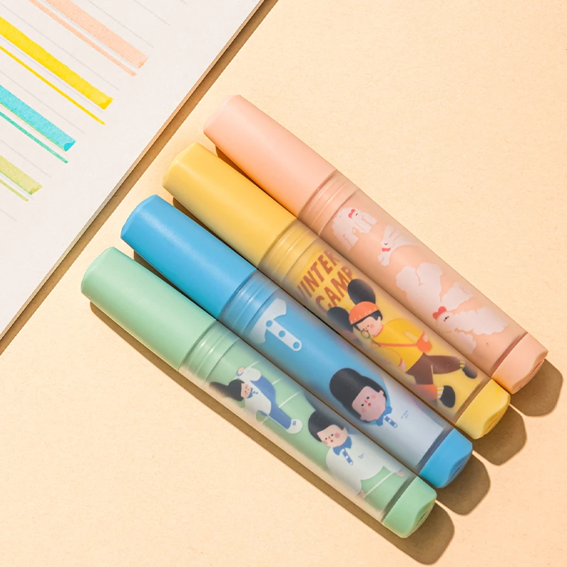 得力SK194下腰女孩联名荧光笔学生用划重点做标记高颜值荧光笔