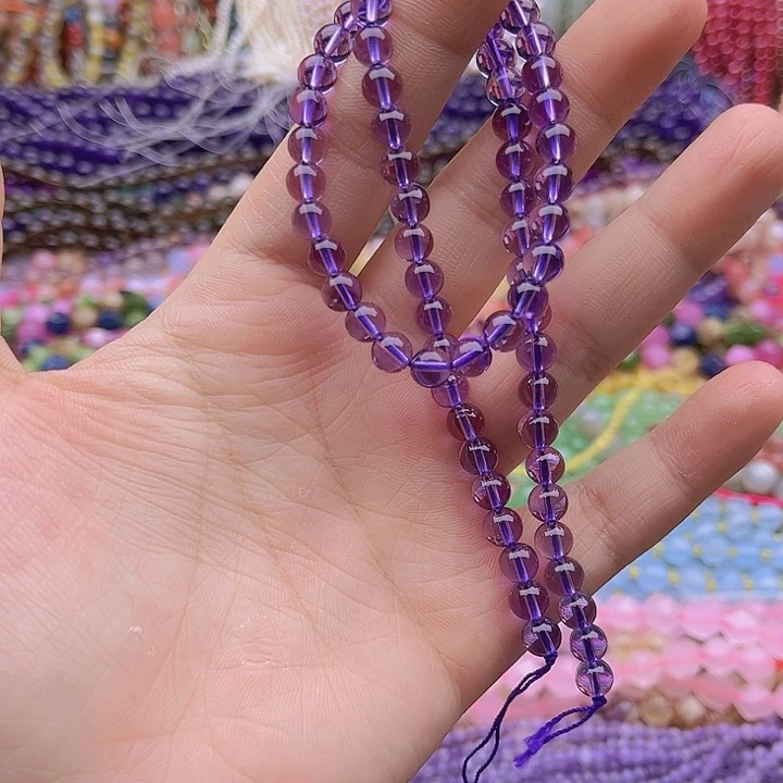 玛瑙/玉髓未镶嵌珠宝半成品一条6mm左右净体紫晶