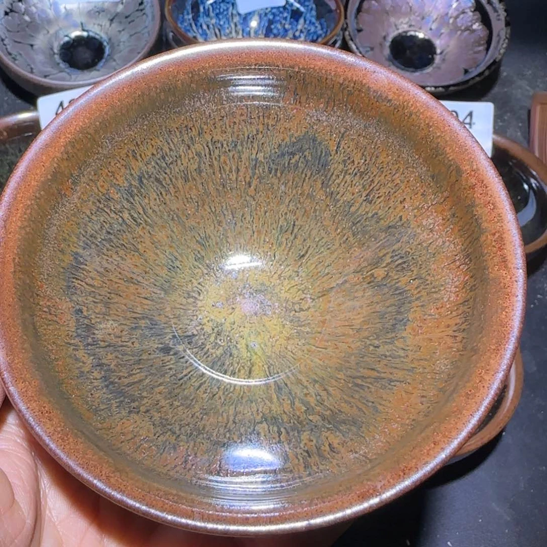 茶盏黄*红福建盏茶器束口